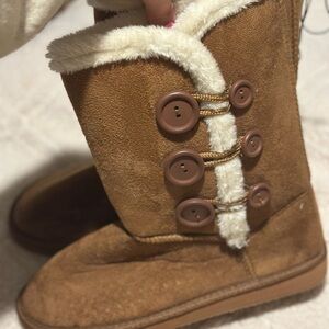 Brown Suede Boots with Button Detail